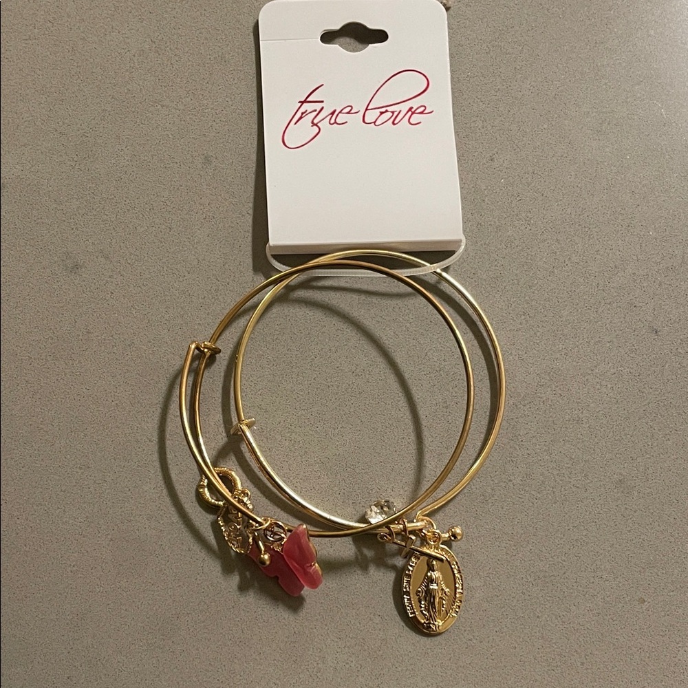 Gold Charm Bracelet Set